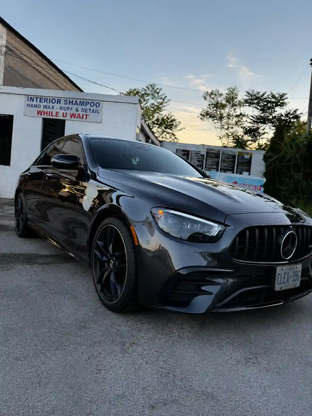 Freshly polished sedan exterior